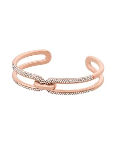 NUOVO BRACCIALE MICHAEL KORS TONO ORO ROSA BRACCIALE APERTO BRACCIALE CRISTALLI PAVÈ MKJ6949
