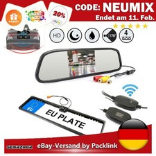 4.3" Funk Rückspiegel Monitor 170° IR Rückfahrkamera Nachtsicht Einparkhilfe Jub