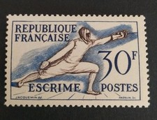 SORTI ALBUM FRANCE TIMBRE JO HELSINKI N 962 ESCRIME 1953 OBLITÉRÉ