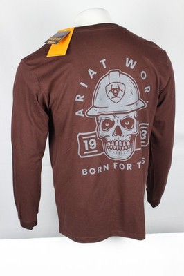 Ariat Men's Rebar Cotton Strong Hardhead Pocket T Shirt Long Sleeve Bitter Choco