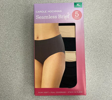 NWT Carole Hochman Women's XL Seamless Brief 5-Pack Silky Soft Full J1877