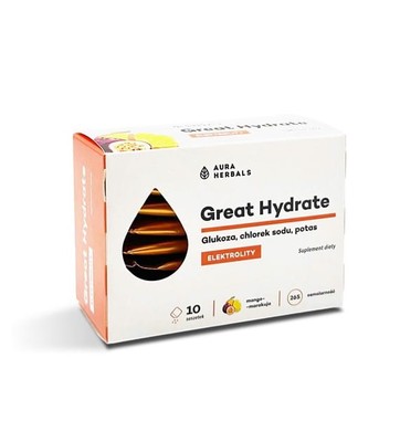 Great Hydrate, Mango-Maracuja-Elektrolyte, Beutel 10 Stück.