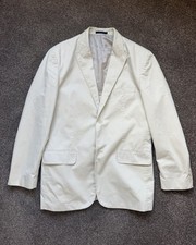 Material London Beige/Cream Cotton Blazer Two-Button Notch Lapel 46L