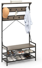 4 in 1 Appendiabiti Da Ingresso, Armadio Con Panca per Scarpe Scarpiera a 2 Ripi