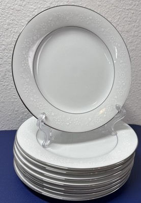 SET OF 8 Noritake BUCKINGHAM 8.25'' Salad Plates #6438 Japan. White, Floral