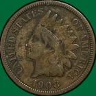 1908-S Indian Head Cent Very Fine VF Coin #40322