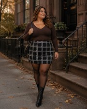 NWT Ann Taylor Black Windowpane Pencil Skirt Career Corpcore Office Siren Sz 14