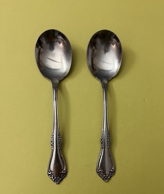 Oneida Mansfield Sugar Spoon Stainless 6  Wm A Rogers Deluxe - Set of 2