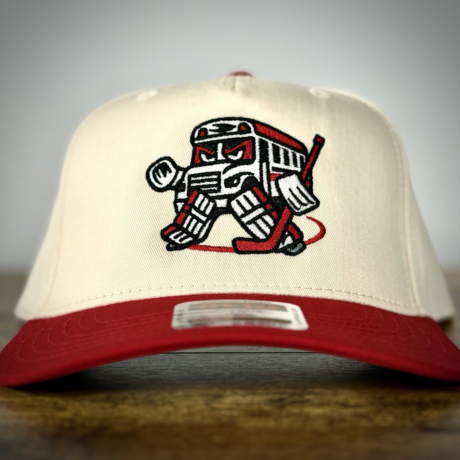 “Bus In Net” Carolina Hurricanes Inspired Snapback Otto Hat - Natural/Red