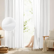 Non See Through Privacy Sheer Curtains, Elegant 52"W x 84"L Pack of 2 White
