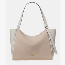 Image of Kate Spade Knott Tote Light Cream Multi Pebbled Leather Shoulder Bag NWT