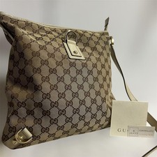 Gucci GG Canvas Abbey Shoulder Bag Brown Beig...
