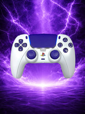 TMR Anti-Drift Custom White and Purple PS5 DualSense from Lynx Controller Mods