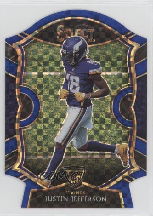 2020 Panini Select Concourse Blue Prizm Die-Cut Justin Jefferson #61 Rookie RC