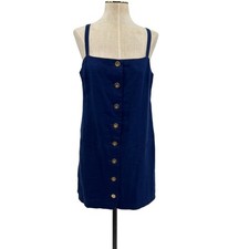 NWT J. Crew Claudia Dress in Linen Mini Button Front Sleeveless Blue Size Small