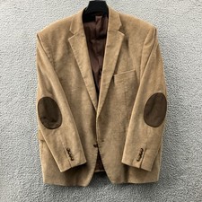 Chaps Ralph Lauren Blazer Mens 46R Tan Corduroy Sport Jacket Brown Elbow Patches