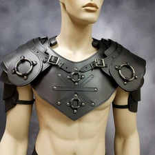 Christmas/New Year Exclusive | Leather Pauldrons with Gorget | Medieval Custom S