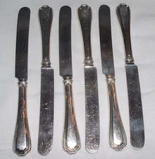 6- REED & BARTON STERLING 'HEPPLEWHITE-PLAIN'  8 7/8" French Blade KNIFE/S