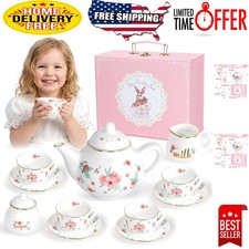 Princess Tea Party Set for Girls - Elegant Ceramic Playset with Carry Case