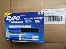 Expo Lot Of 18 Mixed Marker Set 4 Count Blue Wet Erase Dry Erase Fine Tip New