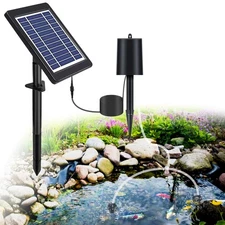 4W Solar Pond Aerator Pump Kit with Hose and Bubble Stones 3 Working Modes Bu...