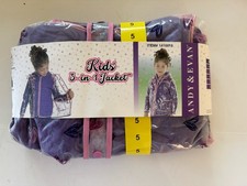 Andy  Evan Girls 3 In 1 Jacket Hearts Print Sz 5 Purple
