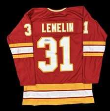 REJEAN LEMELIN SIGNED AUTO CALGARY FLAMES JERSEY w/JSA Cert