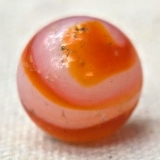 Pink Orange Swirl Glass Toy Marble Single Machine Made Ages 17 Only