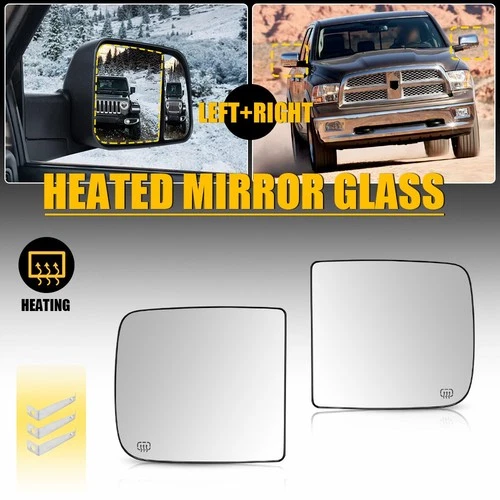 Towing Mirror Glass Heated Upper Left Right Side for Dodge Ram Pickup 2009-2018