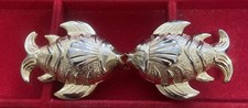 Vintage DOTTY SMITH Gold Tone Figural Fish Belt Buckle