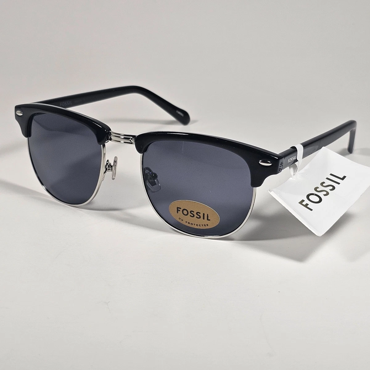 NWT Fossil 57mm Black Aviator Sunglasses Fossil FM117 Aviator Pilot Style Sunglasses Shiny Black  main image 3