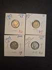 4 Beautiful Silver 1943 D &S Silver Mercury Dimes. Some Toned/UNC!
