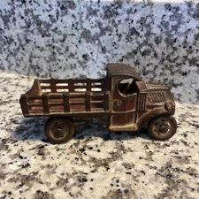Antique Original AC Williams Cast Iron Mack C Cab Stake Bed Delivery Truck