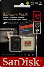 New SanDisk Extreme Plus 64GB microSDXC UHS-I Card And Adapter