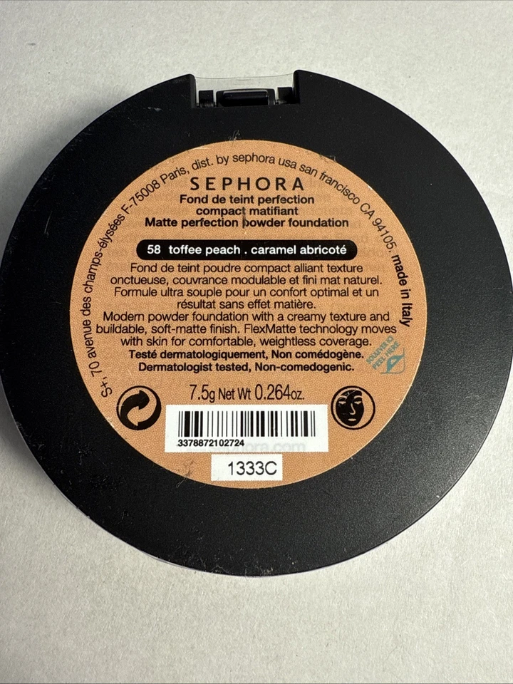 SEPHORA Matte Perfection Powder Foundation Full Size 58 Toffee Peach - Image 2 of 3