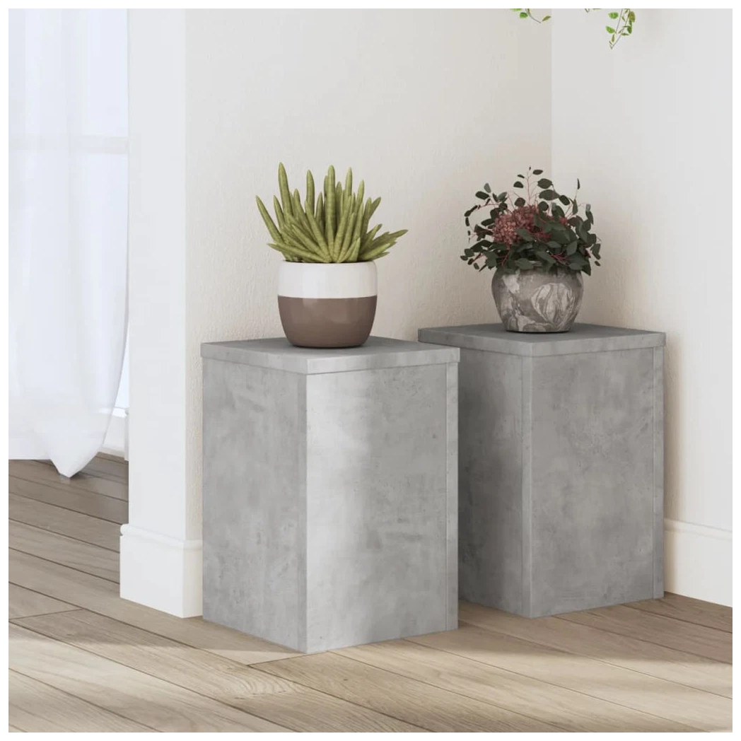 Plant stand 2pcs Concrete Grey Engineered Wood 20x20x30cm Tiered Display Set