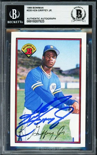 Ken Griffey Jr. Signed 1989 Bowman RC 220 Seattle Mariners Beckett