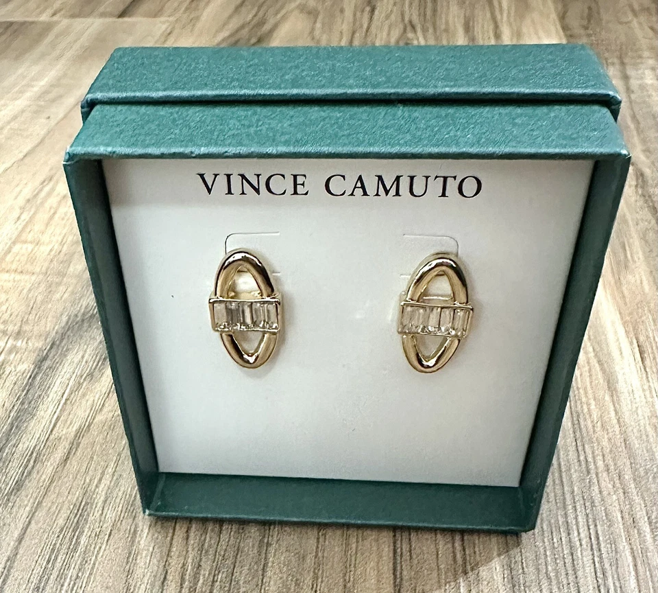 Aretes ovalados Vince Camuto cristal tono dorado | Joyería de moda para mujer Foto 2 de 4