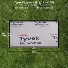 8' x 4' Tyvek Footprint, ground cloth, tarp w/ reinforced grommet corners