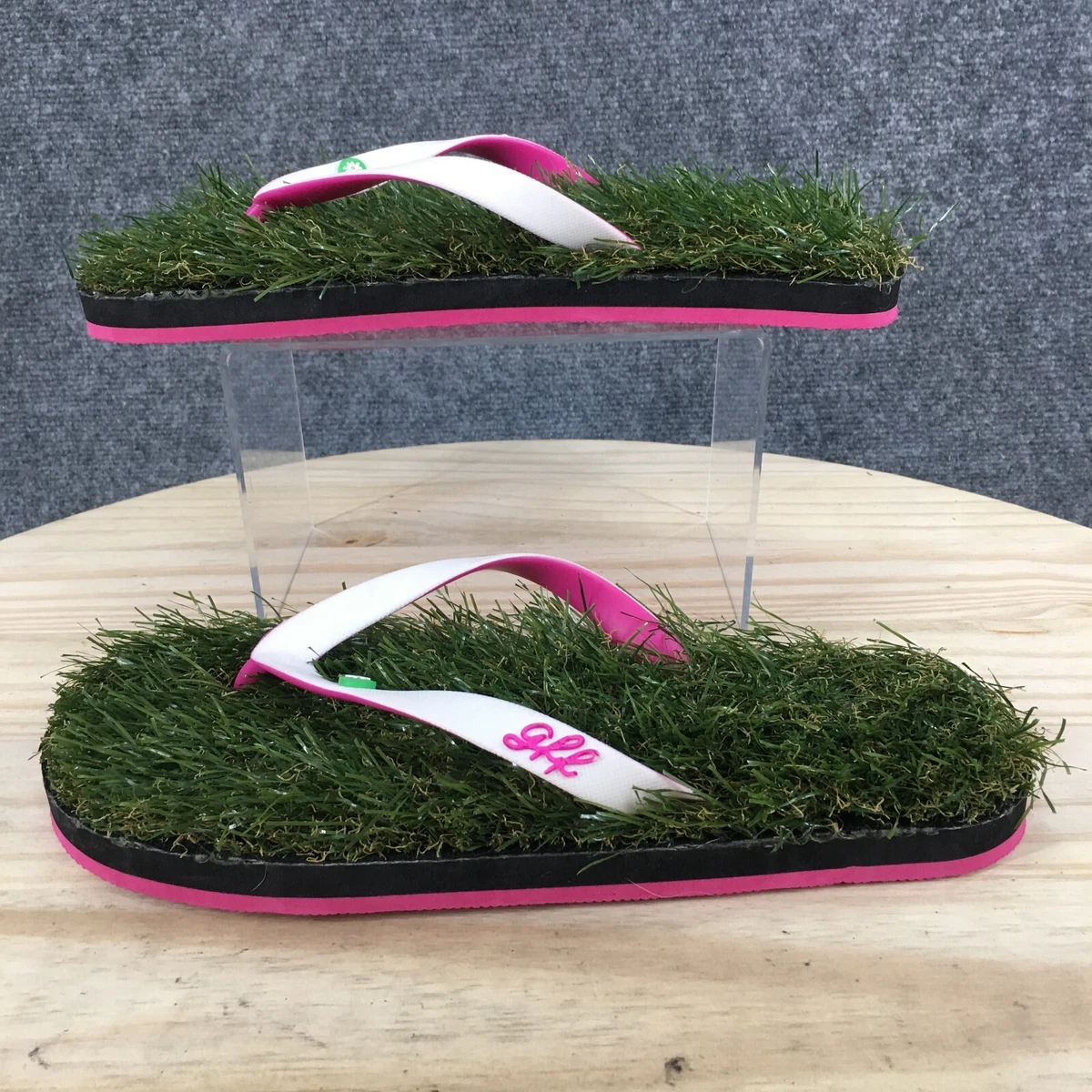 GFF Grass Sandals Womens 11 Casual Slip On Thong Flip Flops Green Open Toe Flats