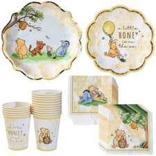 Winnie the Pooh Baby Shower Plates Napkins Cups Tableware Set Honey Bear