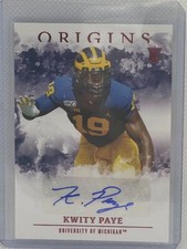 KWITY PAYE 2021 PANINI CHRONICLES ORIGINS RED DRAFT PICKS AUTO RC #D 100/149