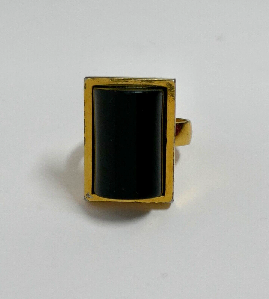 【関税&送料込】Lanvin Ring Lanvin Paris Gold Tone and Black Geometric Adjustable