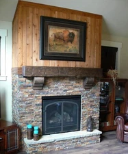 Rustic Look 8 by 8 by 60" Rustic Pine  Barn Beam Style Fireplace Mantel Solid 
