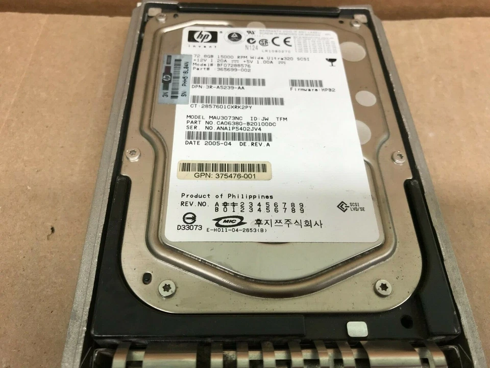 HP 72.8GB 15K RPM Ultra320 SCSI LFF 3.5" Hard Disk Drive 289243-001, 360209-004 - Image 2 of 3