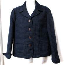 HARVE BENARD HOLTZMAN Navy Blue Quilted Lightweight Button Jacket Blazer SZ 12P