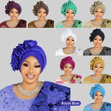 Ruffles African Turban Cap Women Head Wrap Nigeria Wedding Headwear Headtie Hat