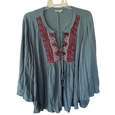 Frye And Co. Moss Green Western neckline detail tie front tassels 
