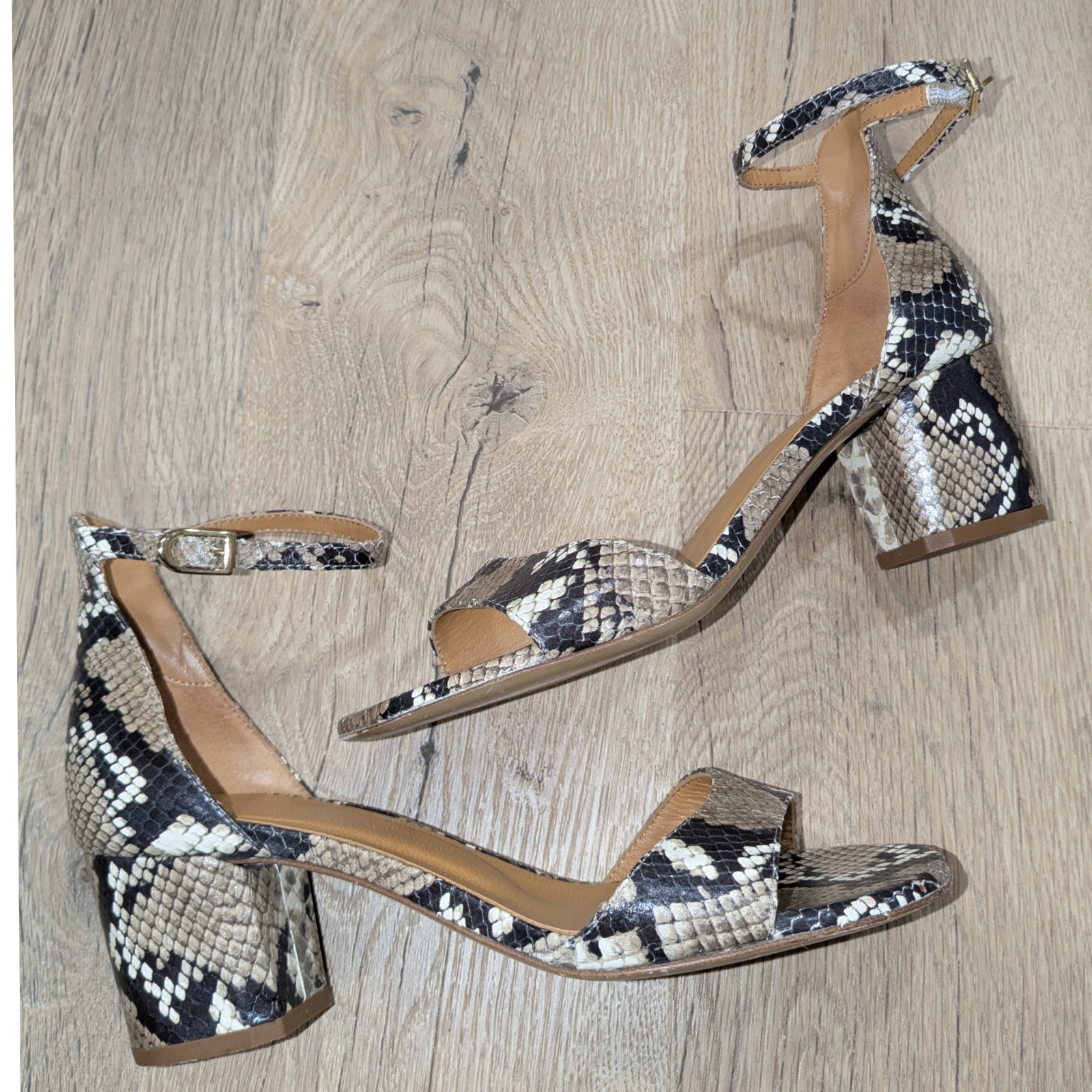 ANNE MASHBURN Python Embossed Leather Block Heel … - image 2