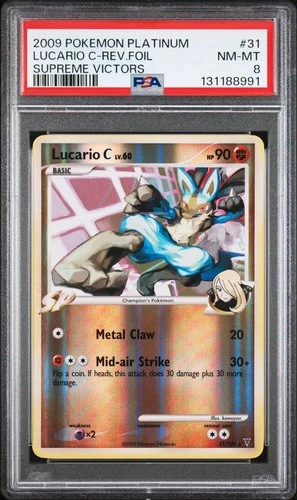 2009 POKEMON PLATINUM SUPREME VICTORS #31 LUCARIO C-REVERSE FOIL PSA 8